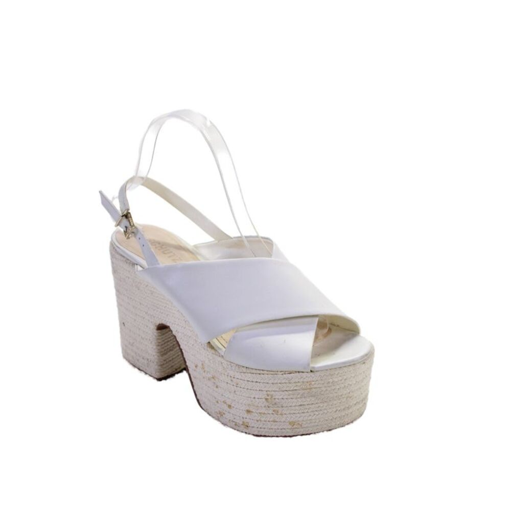 Schutz Womens Crisscross Peep Toe Slingbacks Espadrille Heels Shoes White Size 8